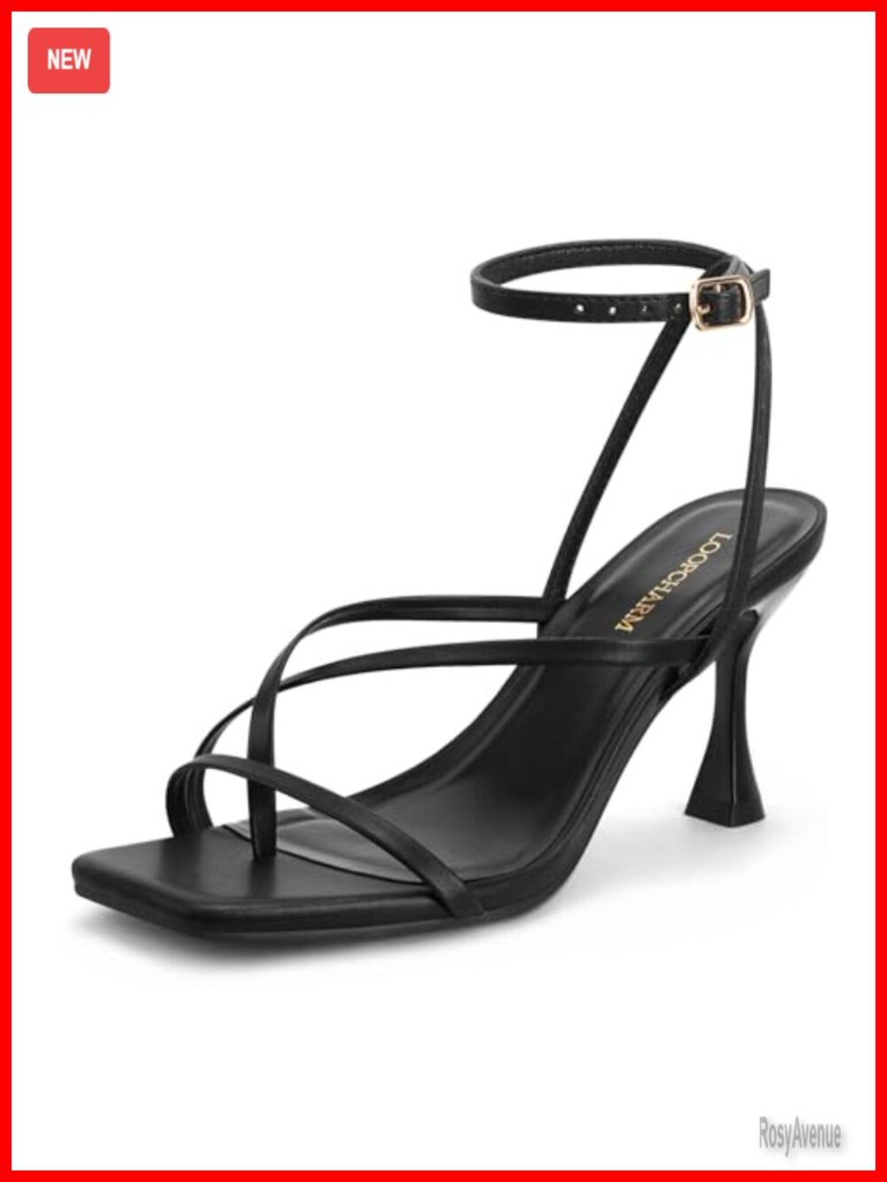 Strappy Faux Leather High Heel Sandals Square Open Toe Ankle Strap